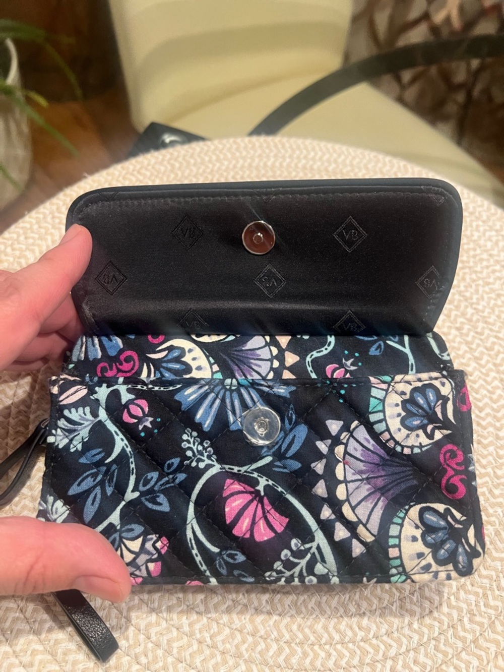 Vera Bradley Black Floral Quilted Crossbody Wristlet - Versatile Everyday Bag